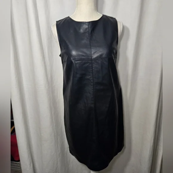 5/48 Sleeveless Faux Leather Mini Dress Black Sz Small NWT - Picture 6 of 9